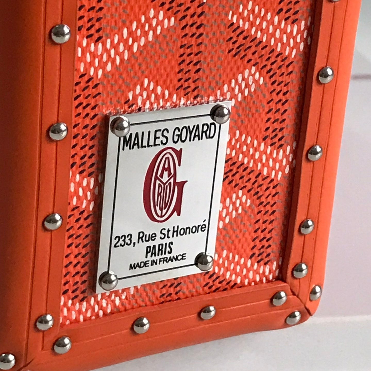 CASSETTE TRUNK BAG 21 IN RED GOYARDINE CANVAS & CLAMECY COWHIDE