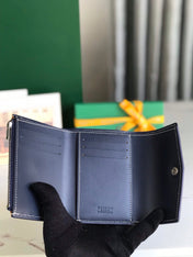 SAINT-GABRIEL WALLET 12 IN NAVY BLUE CALFSKIN AND GOYARDINE CANVAS