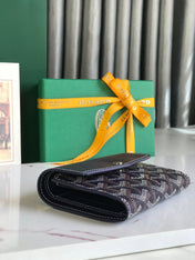 SAINT-GABRIEL WALLET 12 IN NAVY BLUE CALFSKIN AND GOYARDINE CANVAS