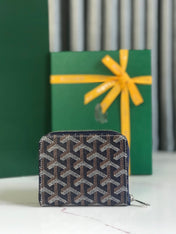 MATIGNON MINI WALLET 11 IN NAVY BLUE GOYARDINE CANVAS AND CALFSKIN