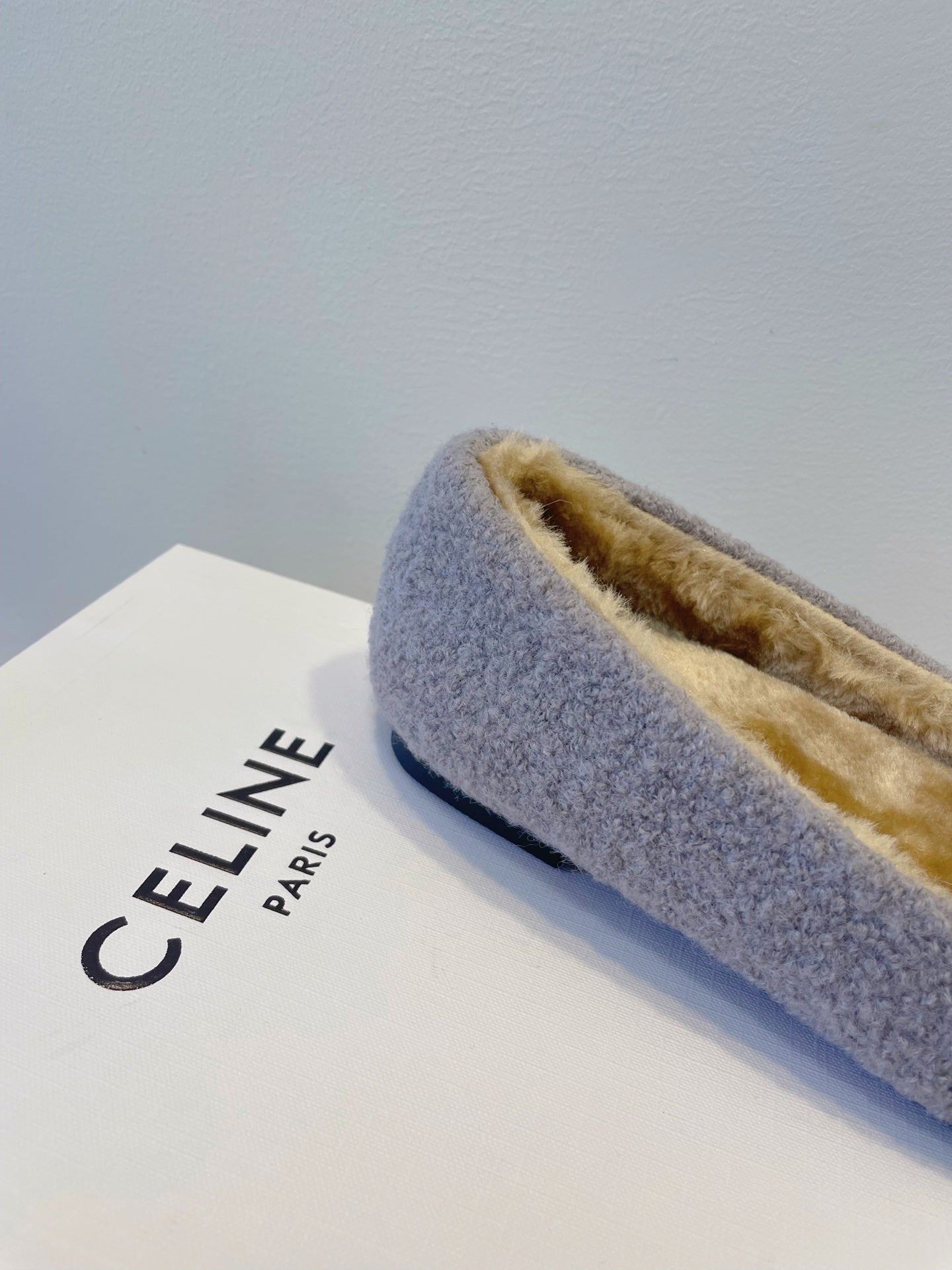 CELINE 26S FLAT SHOES IN LAVENDER GREY WOOL