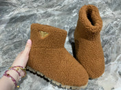 PRADA 26S ANKLE BOOTS IN CARAMEL BROWN FUR