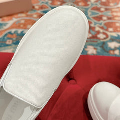 Slip-on Shoes  High Sole White Canvas