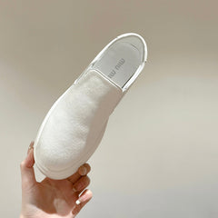 Slip-on Shoes  High Sole White Canvas