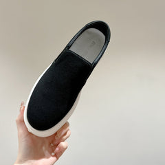 Slip-on Shoes  High Sole Black Canvas