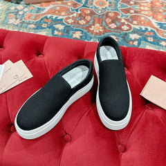 Slip-on Shoes  High Sole Black Canvas