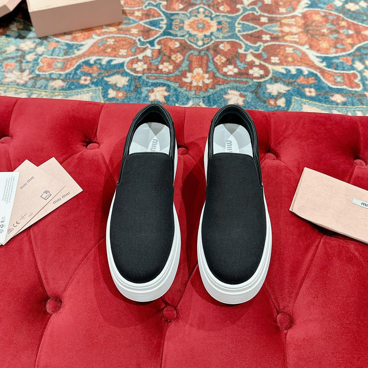 Slip-on Shoes  High Sole Black Canvas