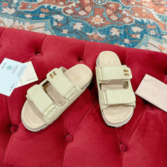 Women's Sandals Bright Cream Sheepskin With Straps