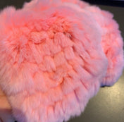 FINGERLESS HALF GLOVES IN ROUGE PINK RABBIT FUR 462276