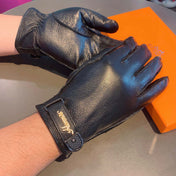 GLOVES IN BLACK DEERSKIN WITH LAMB FUR LINING 465015