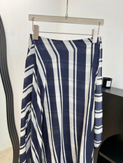 RALPH LAUREN 26S STRIPED SILK MIDI SKIRT 353