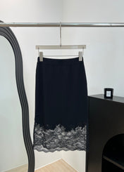 CHANEL 26S LACE HEM MIDI SKIRT 1312