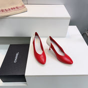 CHANEL 26S HIGH HEEL PUMPS 85 MM IN RED AND WHITE CALFSKIN