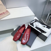 CHANEL 26S LOAFER FLATS IN BURGUNDY PATENT LAMBSKIN