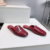 CHANEL 26S LOAFER MULES IN BURGUNDY PATENT LAMBSKIN