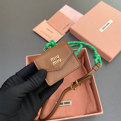 MICRO BAG 7 IN TAWNY BROWN SMOOTH LAMBSKIN GREEN STRAP