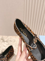 PRADA BALLERINA FLATS IN LEOPARD PRINT LAMBSKIN