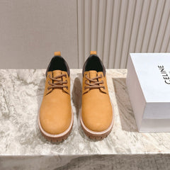 CELINE 25S LOW CUT MARTIN BOOTS IN MEDIUM ORANGE CALFSKIN