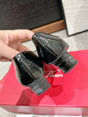 BELLE VIVIER PUMPS IN BLACK LIZARD EMBOSSED CALFSKIN