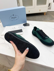 COLLAPSE SNEAKERS IN BLACK SUEDE AND FOREST GREEN NYLON