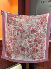 EXOTIC PARADISE CASHMERE SCARF 200 CM CREPE PINK MIX COLORFUL CASHMERE
