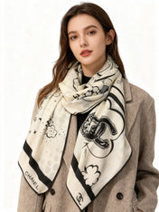CHANEL 25S SCARF 140 IN SILK AND CASHMERE 931994