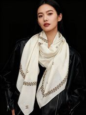 CHANEL 25S SCARF 135 IN SILK AND CASHMERE 932009