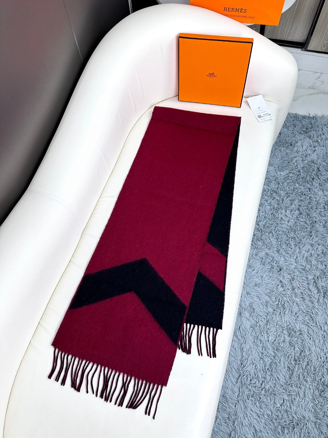 SCARF 190 CM IN JAM PURPLE MIX BLACK CASHMERE 370395