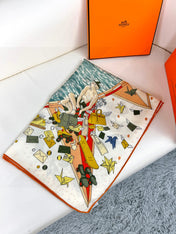 HERMES 25S SCARF 135 IN SILK AND CASHMERE 735831