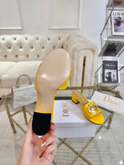 DIOR 26S HIGH-HEEL SANDALS 55MM IN YELLOW CALFSKIN WITH GOLD HARDWARE