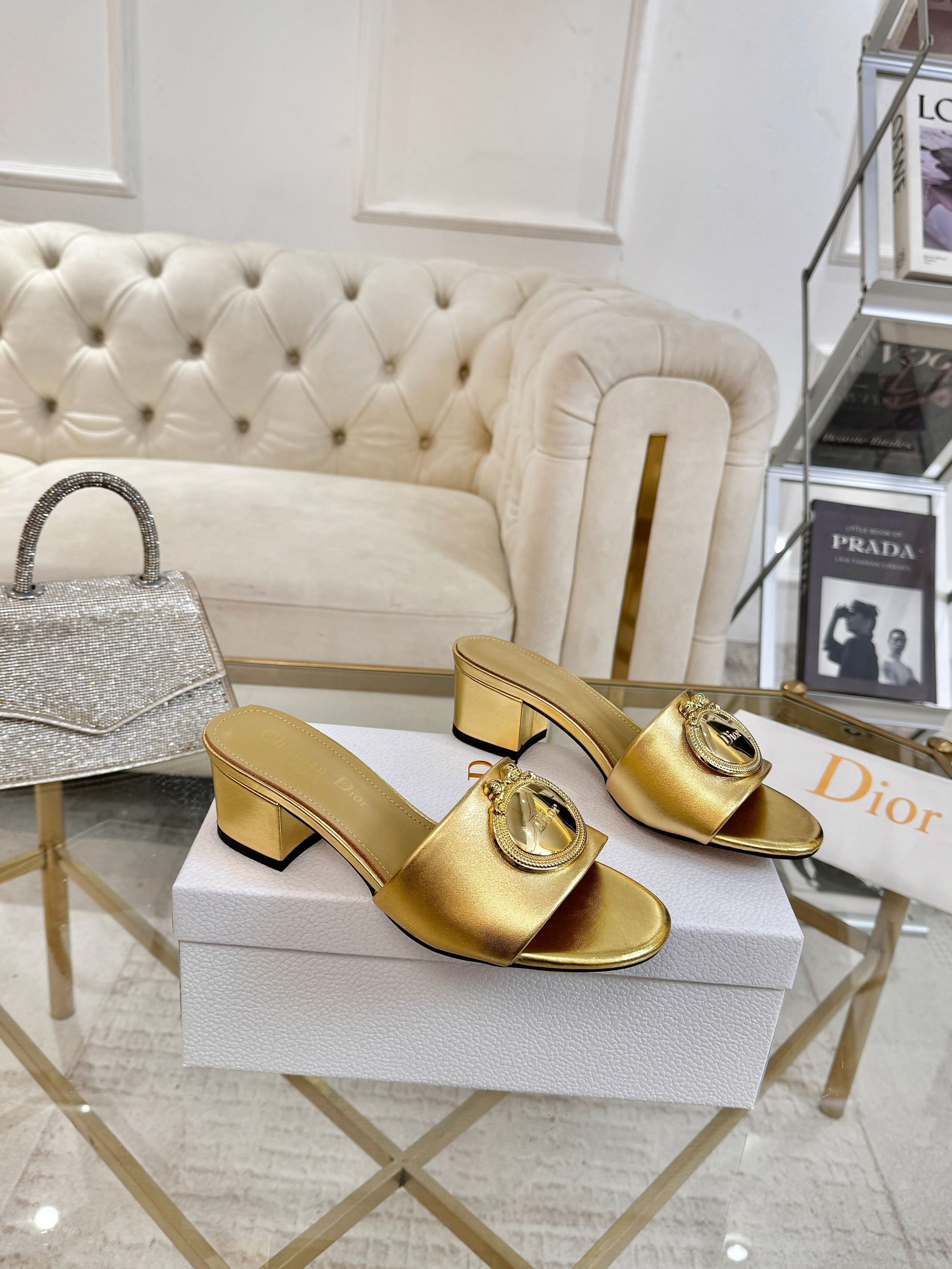 DIOR 26S HIGH-HEEL SANDALS 55MM IN GOLD CALFSKIN WITH GOLD HARDWARE