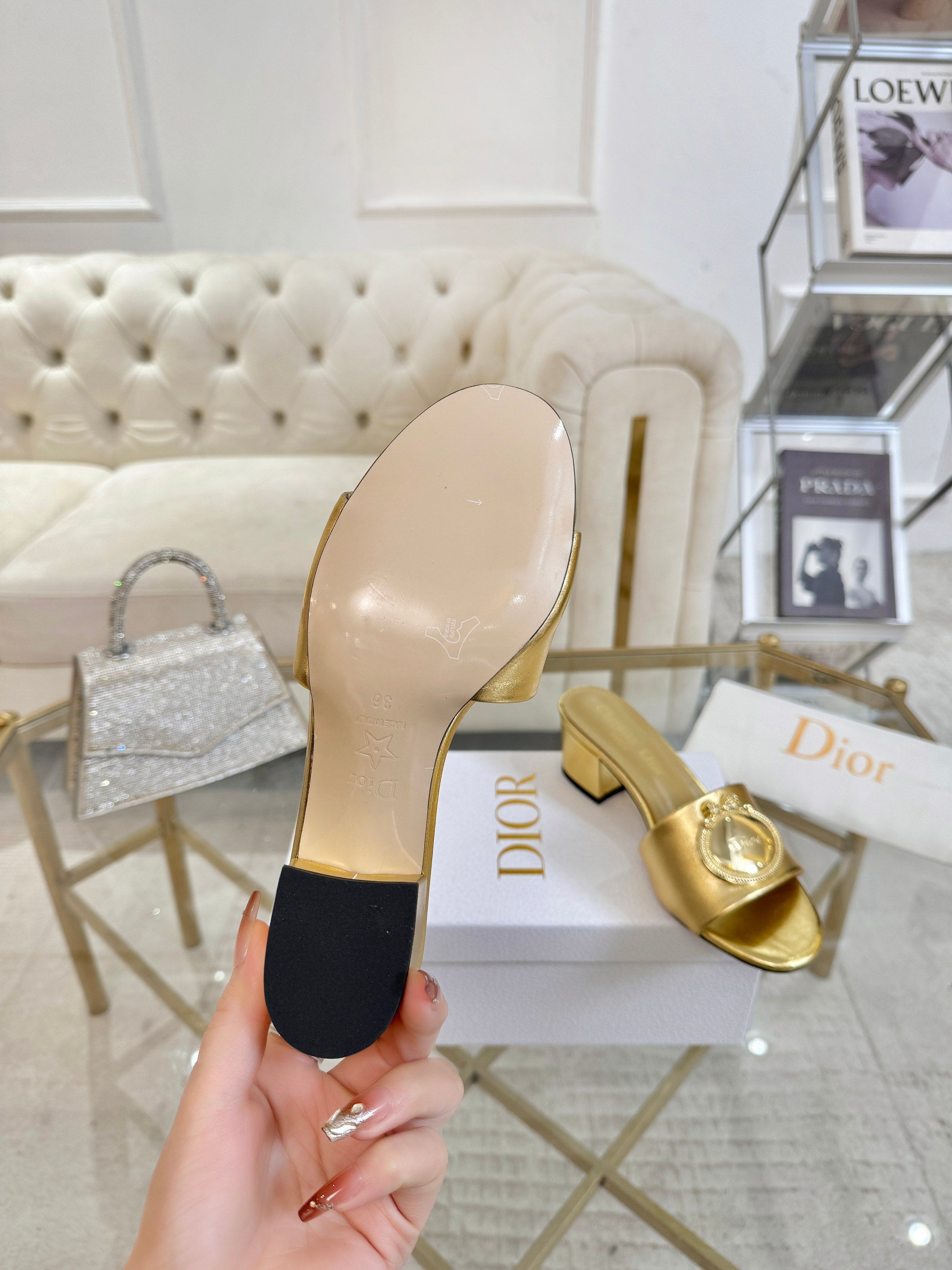 DIOR 26S HIGH-HEEL SANDALS 55MM IN GOLD CALFSKIN WITH GOLD HARDWARE