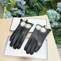 GLOVES IN BLACK LAMBSKIN WITH LAMB FUR 463823