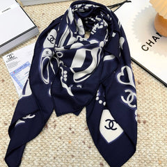 CHANEL 25S SCARF 140 IN SILK AND CASHMERE 881853