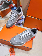 BOUNCING SNEAKER IN SMOKE GRAY SUEDE AND CALFSKIN