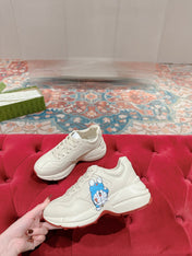 GG RHYTON TRAINER WHITE CALFSKIN WITH DOREMON MOTIF