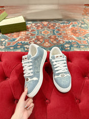 GUCCI 26S SCREENER SNEAKER IN LIGHT BLUE DENIM