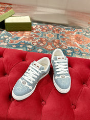 GUCCI 26S SCREENER SNEAKER IN LIGHT BLUE DENIM