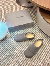 BALENCIAGA 25S AURALEE SLIP-ON 25 MM IN GREY SUEDE