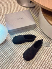 BALENCIAGA 25S AURALEE SLIP-ON 25 MM IN BLACK SUEDE