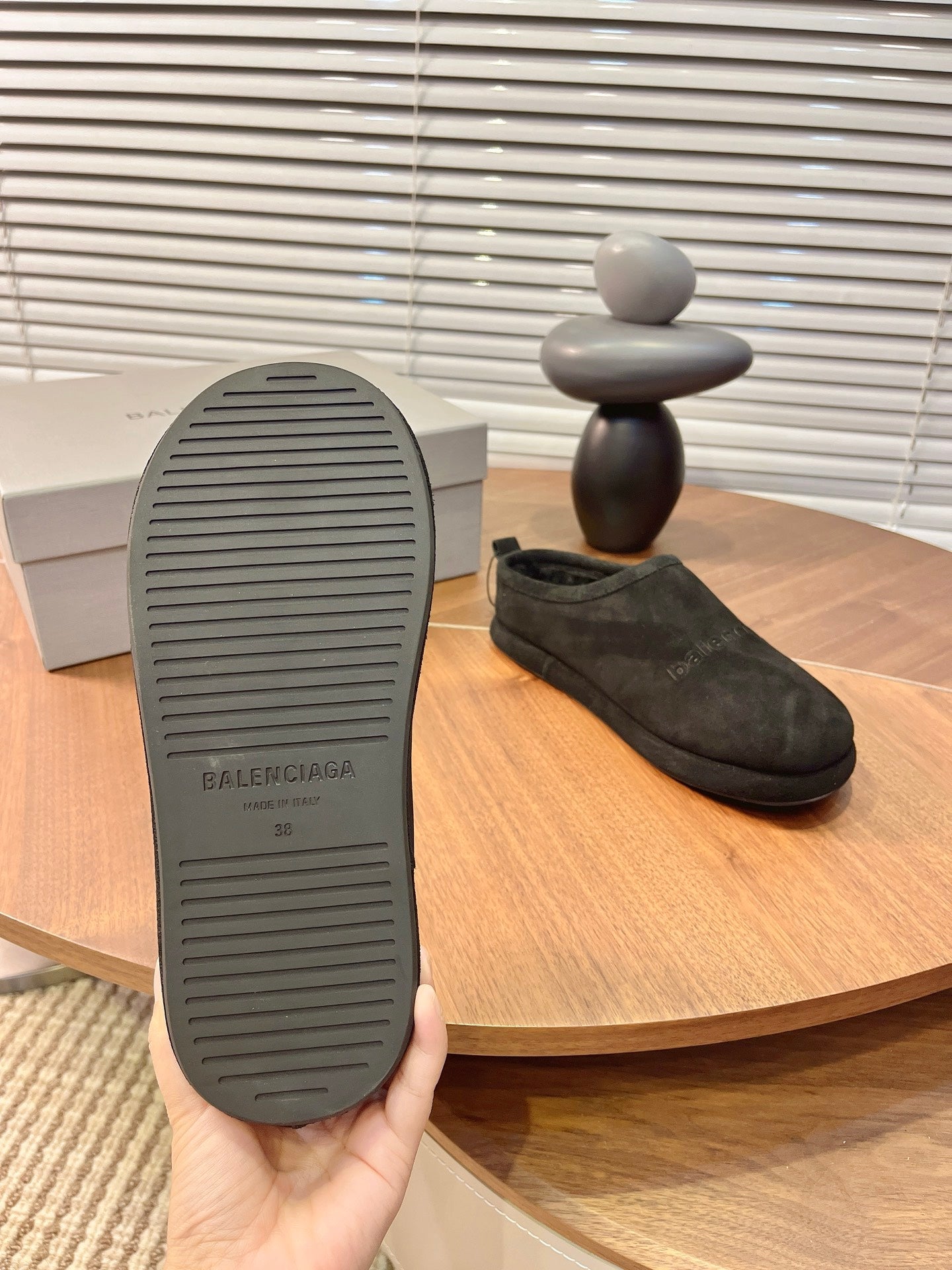 BALENCIAGA 25S AURALEE SLIP-ON 25 MM IN BLACK SUEDE