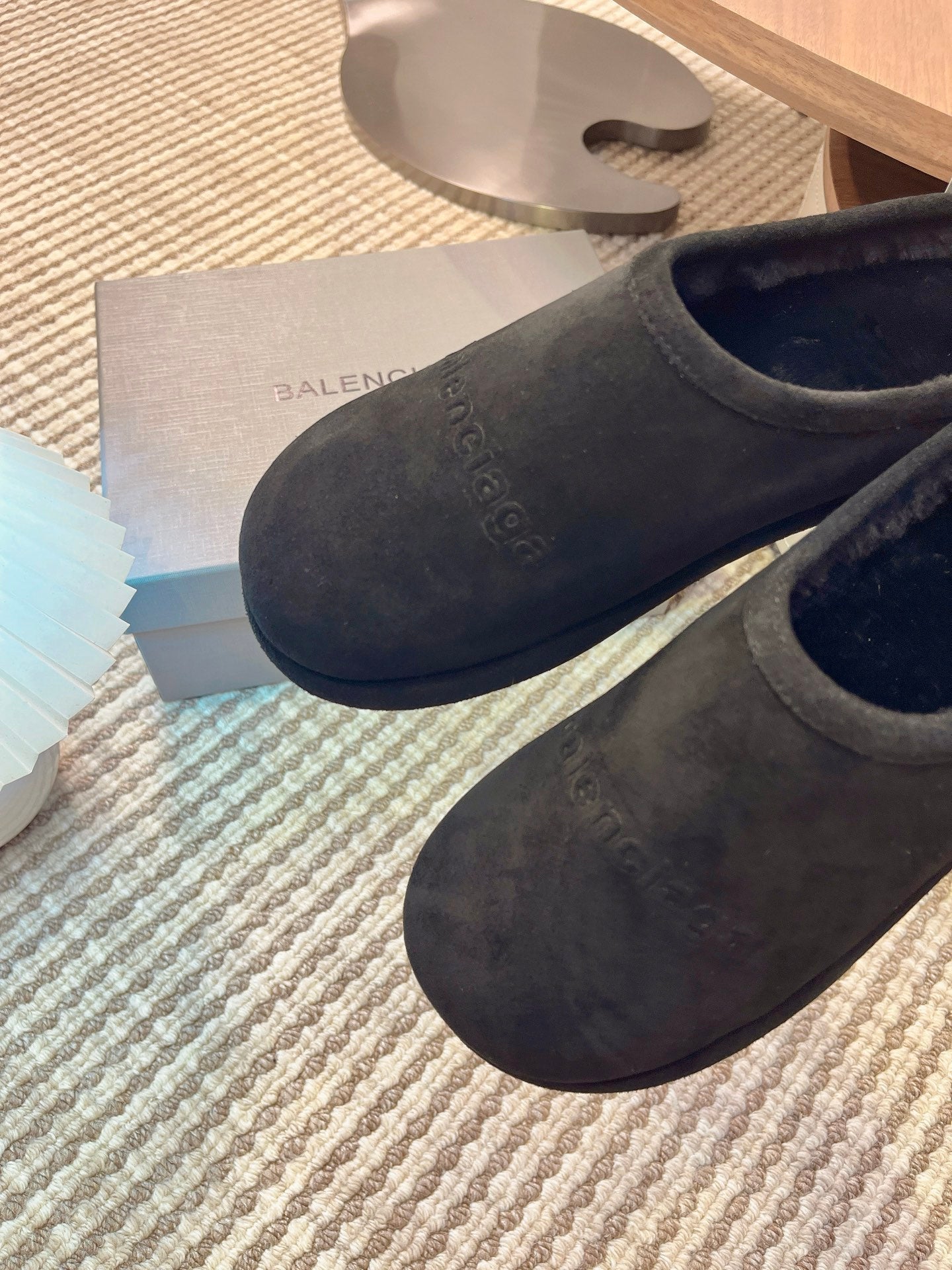 BALENCIAGA 25S AURALEE SLIP-ON 25 MM IN BLACK SUEDE