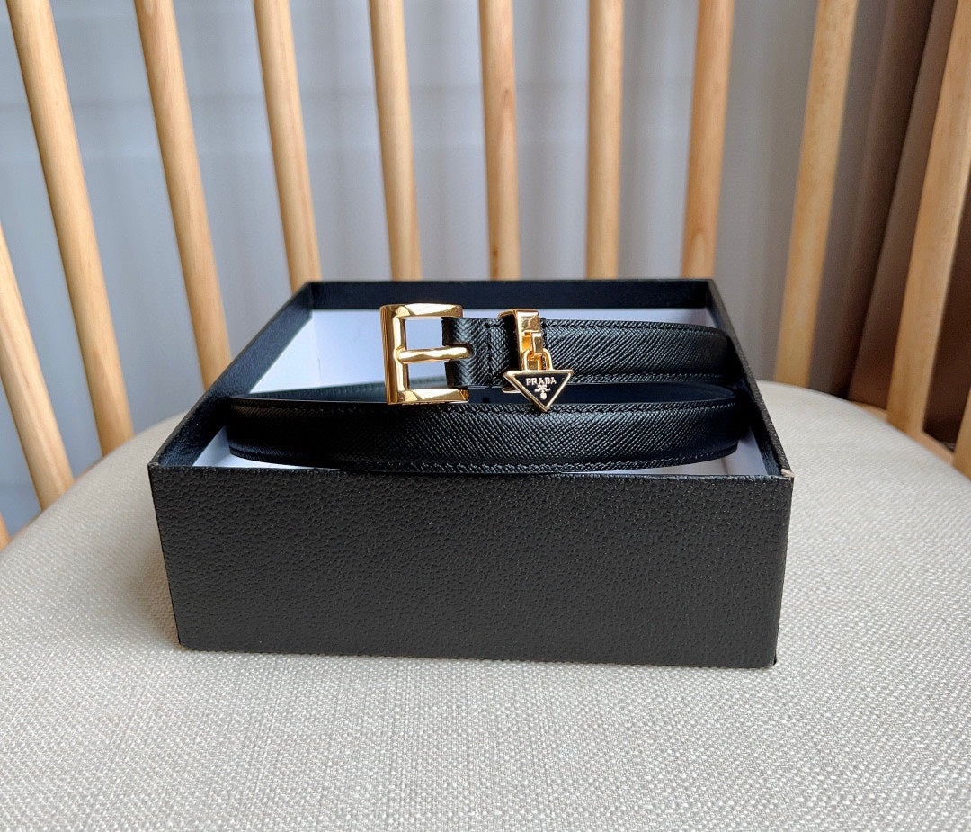 PRADA 25S BELT 15 MM IN BLACK CALFSKIN 571356