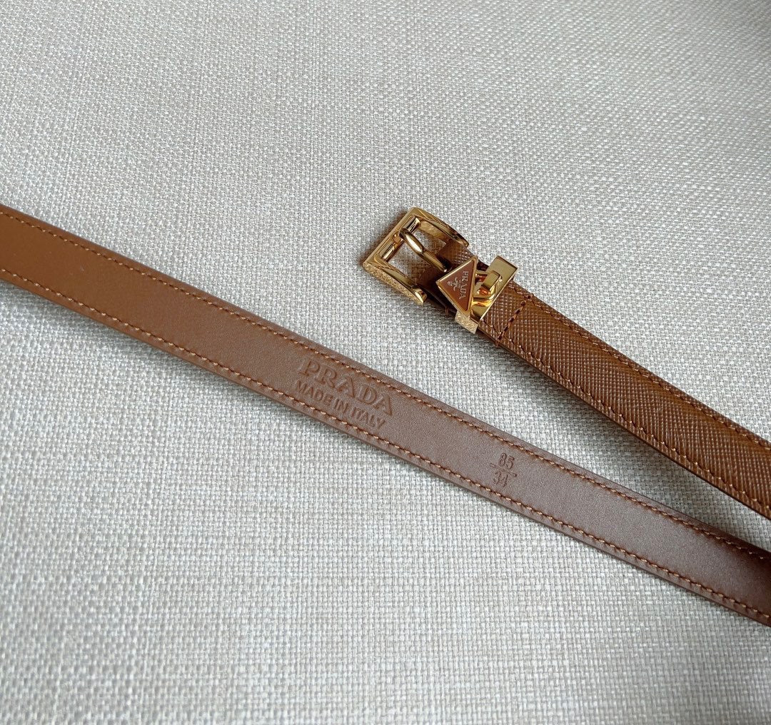 PRADA 25S BELT 15 MM IN BROWN CALFSKIN 571358