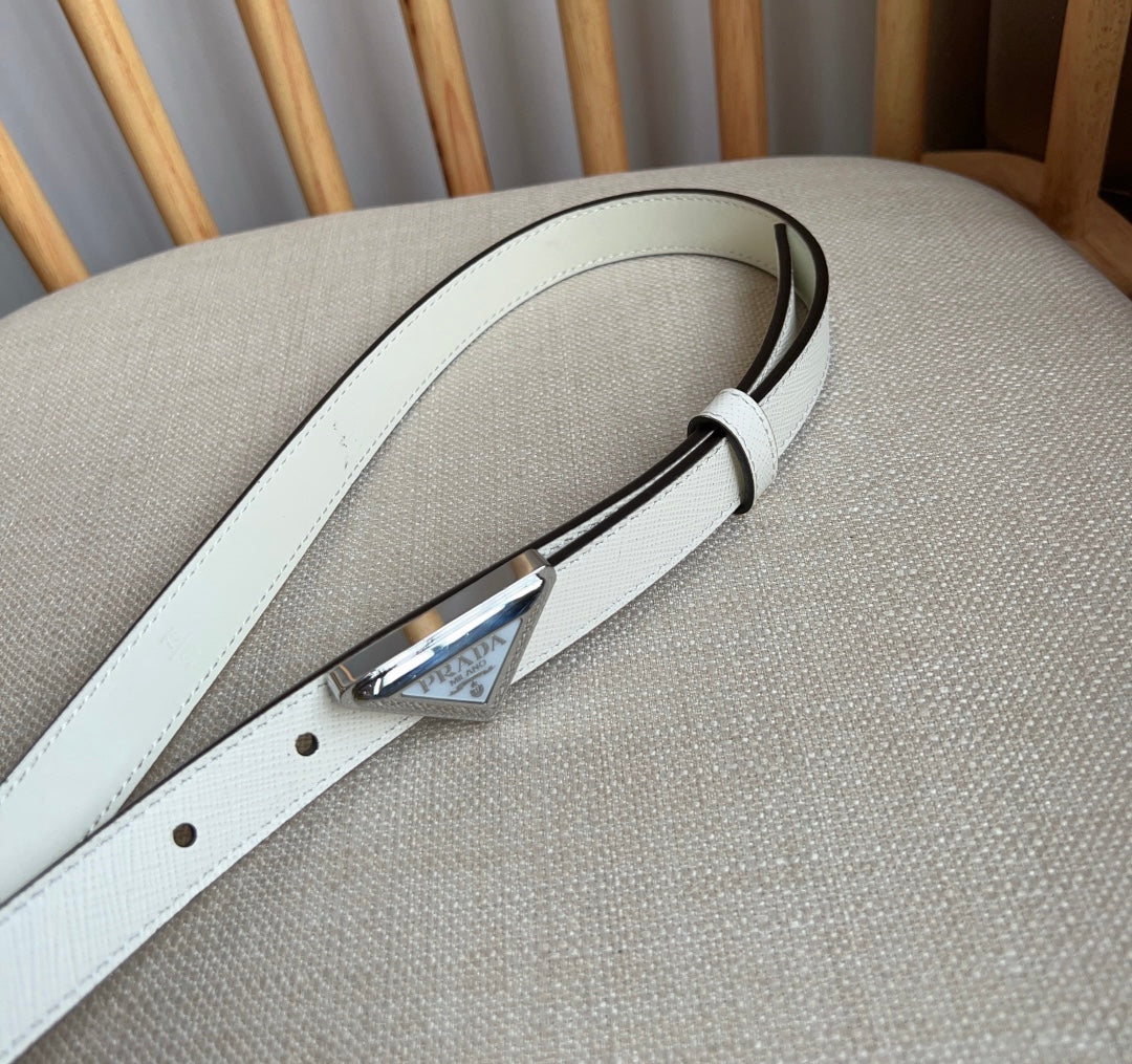 PRADA 25S BELT 20 MM IN WHITE CALFSKIN 571372