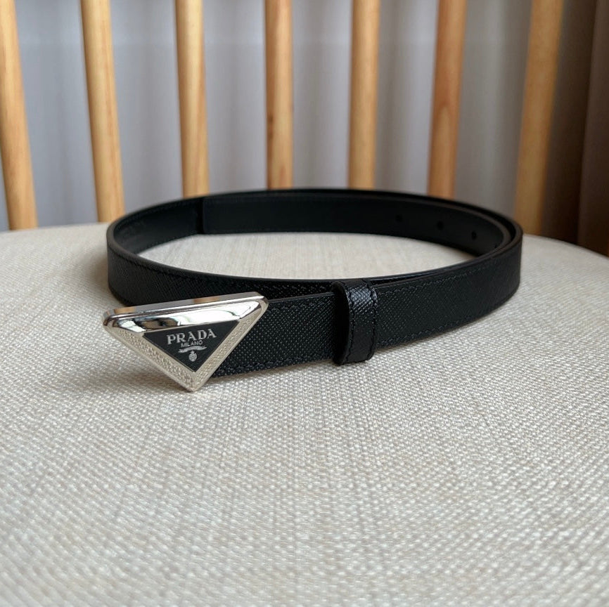 PRADA 25S BELT 20 MM IN BLACK CALFSKIN 571377