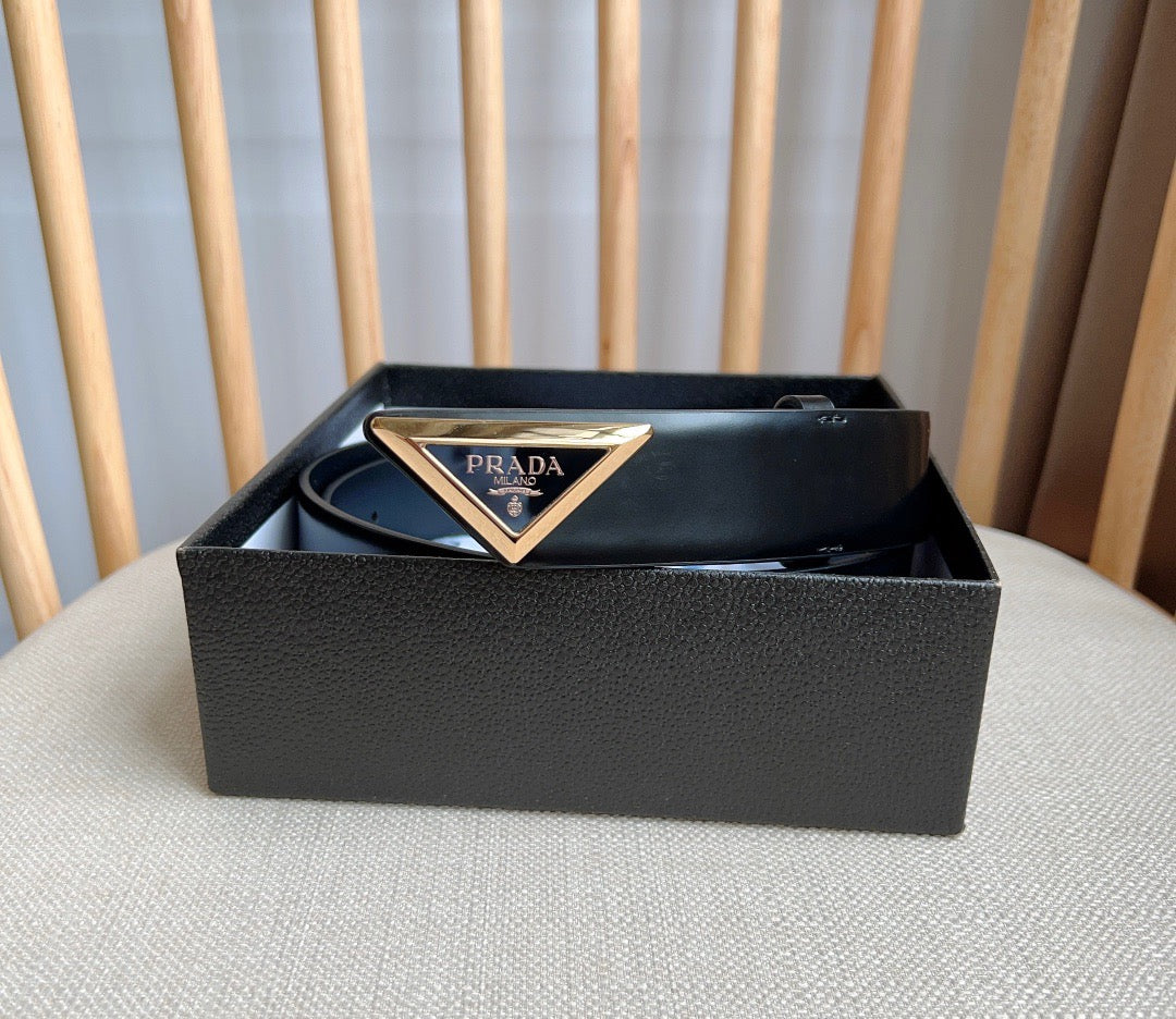 PRADA 25S BELT 33 MM IN BLACK CALFSKIN 551858