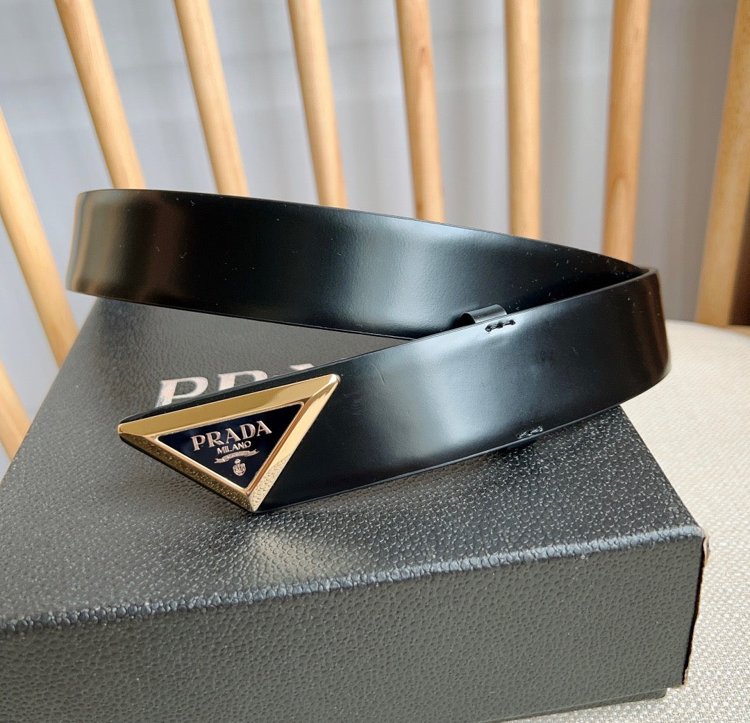 PRADA 25S BELT 33 MM IN BLACK CALFSKIN 551858