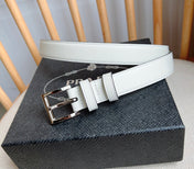 PRADA 25S BELT 25 MM IN WHITE CALFSKIN 585796