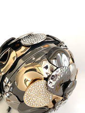 EVENING BAG 9 GOLD SILVER RUTHENIUM METAL WITH CRYSTAL